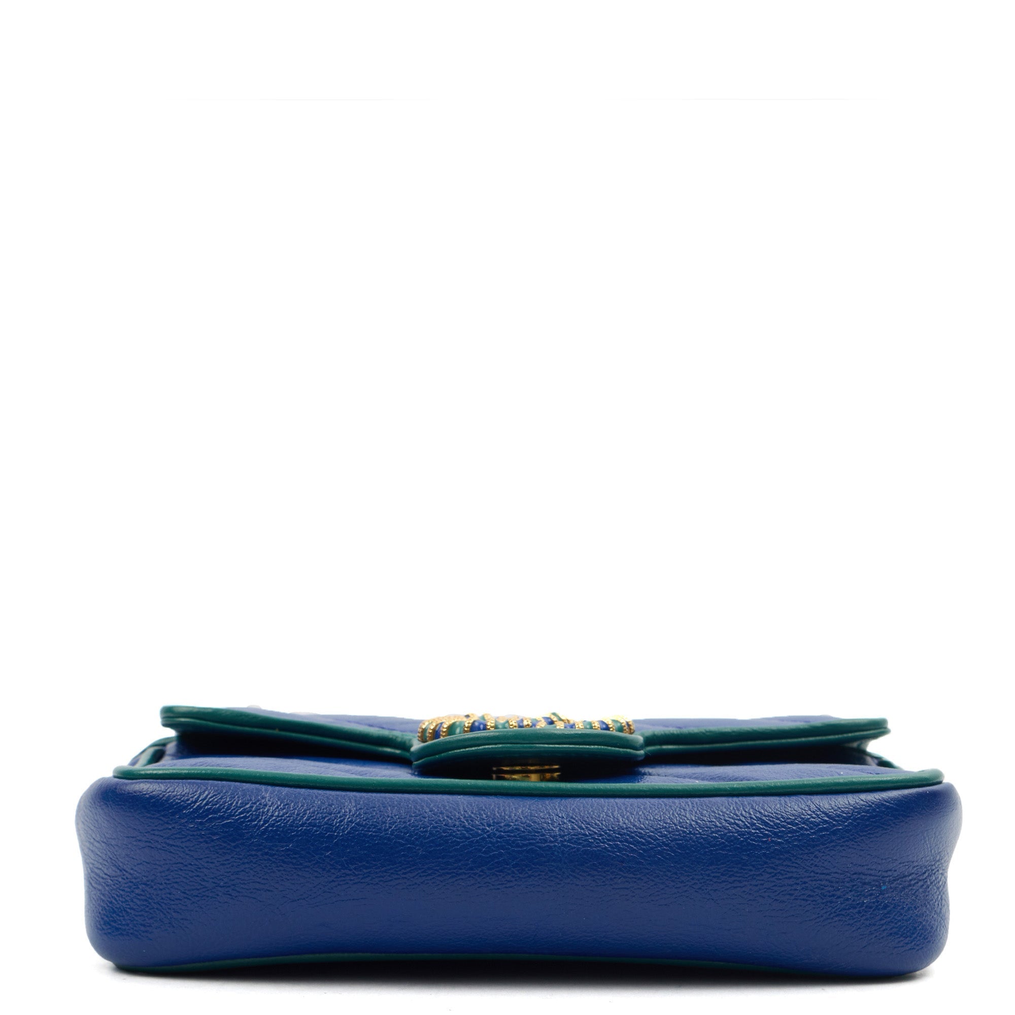 Gucci Mini Bag Marmont Shoulder Flap Bag - Super Mini in Blue, Leather — Detail View