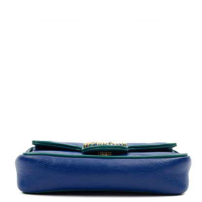Gucci Mini Bag Marmont Shoulder Flap Bag - Super Mini in Blue, Leather — Detail View