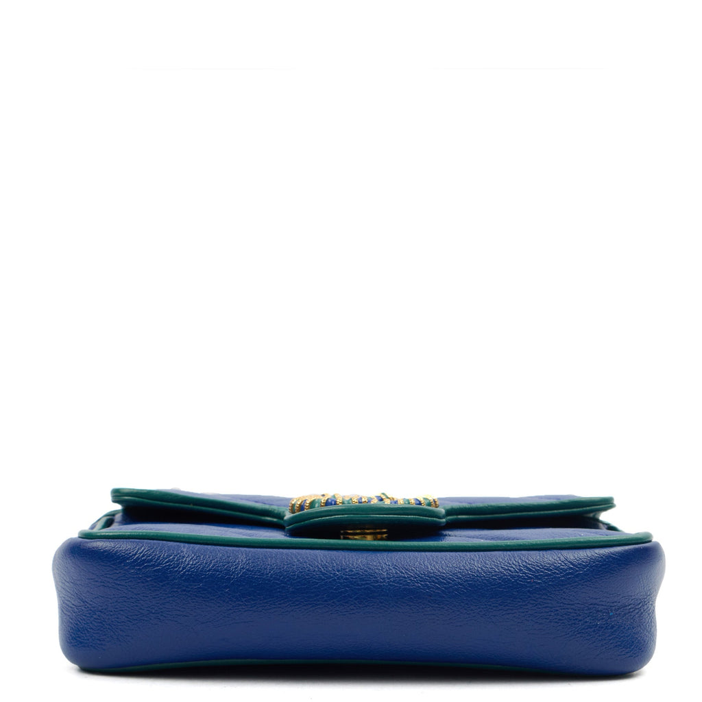 Gucci Mini Bag Marmont Shoulder Flap Bag - Super Mini in Blue, Leather — Alternate View 12