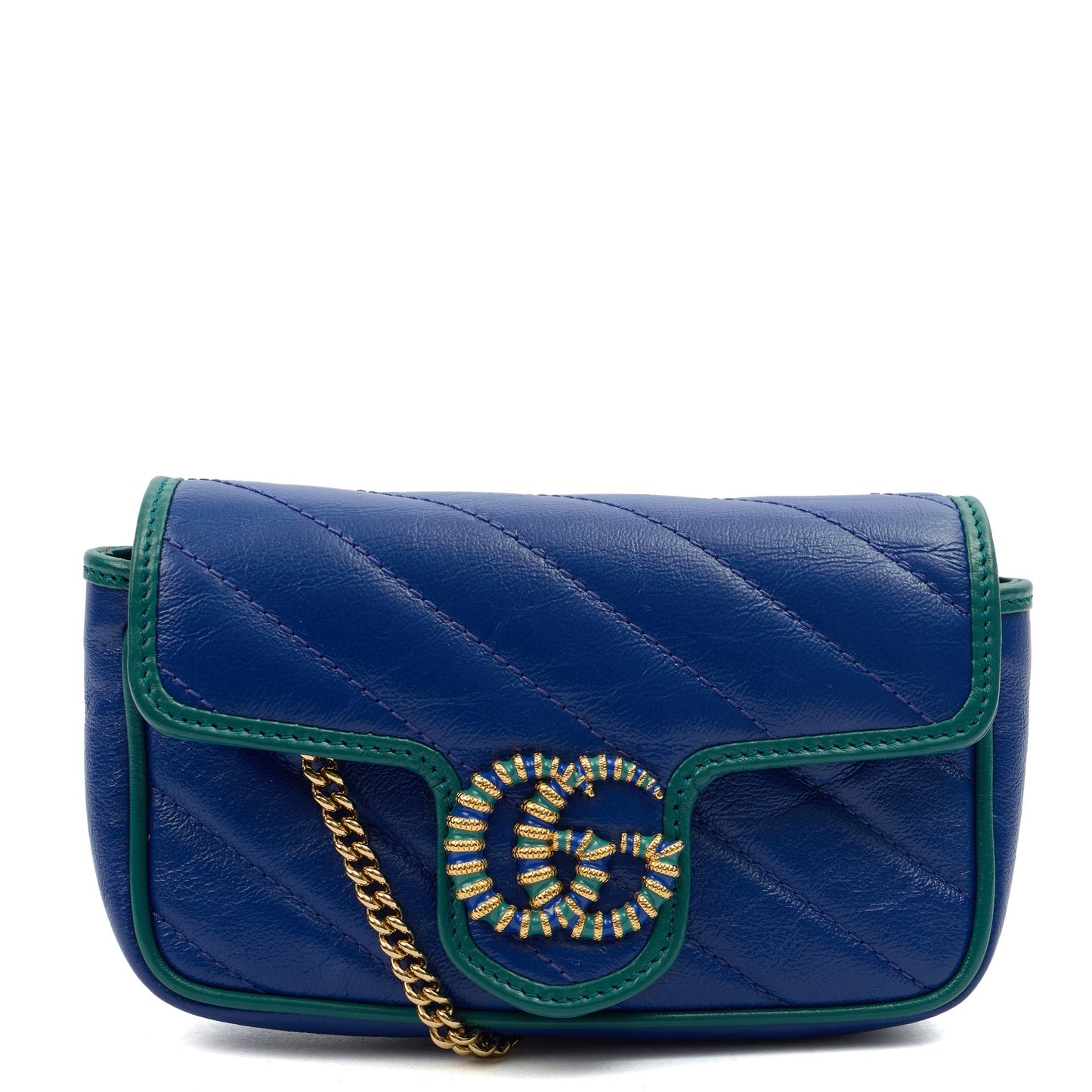 Gucci Mini Bag Marmont Shoulder Flap Bag - Super Mini in Blue, Leather — Alternate View 8