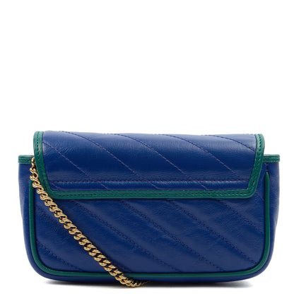 Gucci Mini Bag Marmont Shoulder Flap Bag - Super Mini in Blue, Leather — Top View