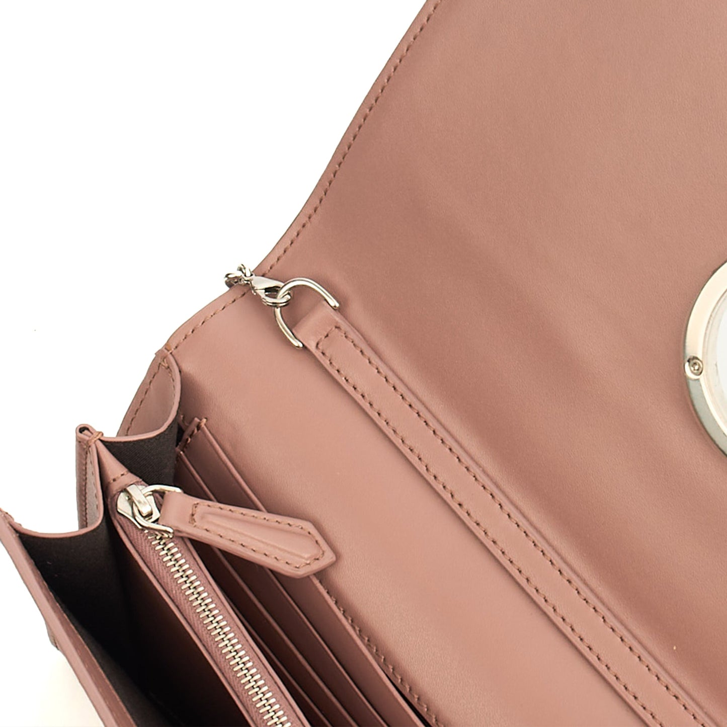 Fendi Cross Body Kan I F Wallet On Chain in Pink, Leather — Detail View