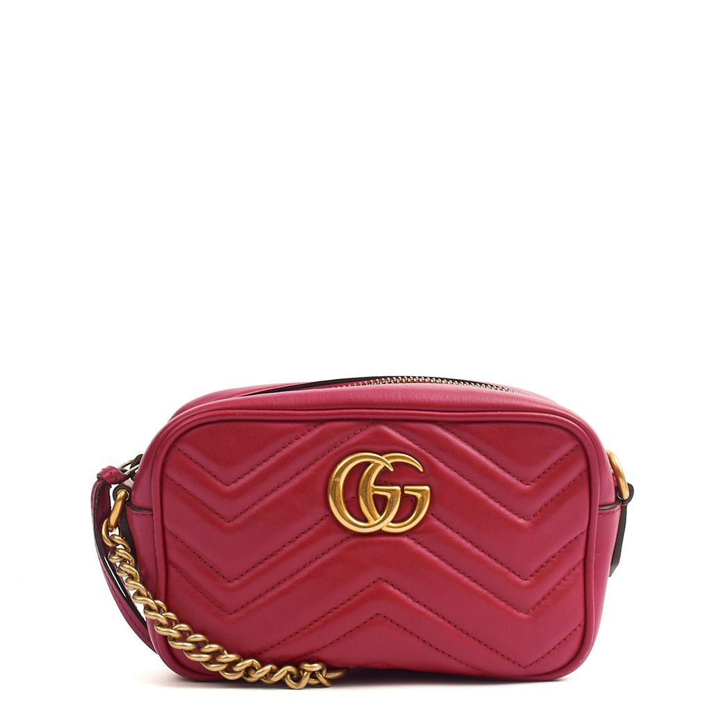 Gucci Cross Body Marmont Shoulder Bag - Small in Hibiscus Red, Leather — Alternate View 8