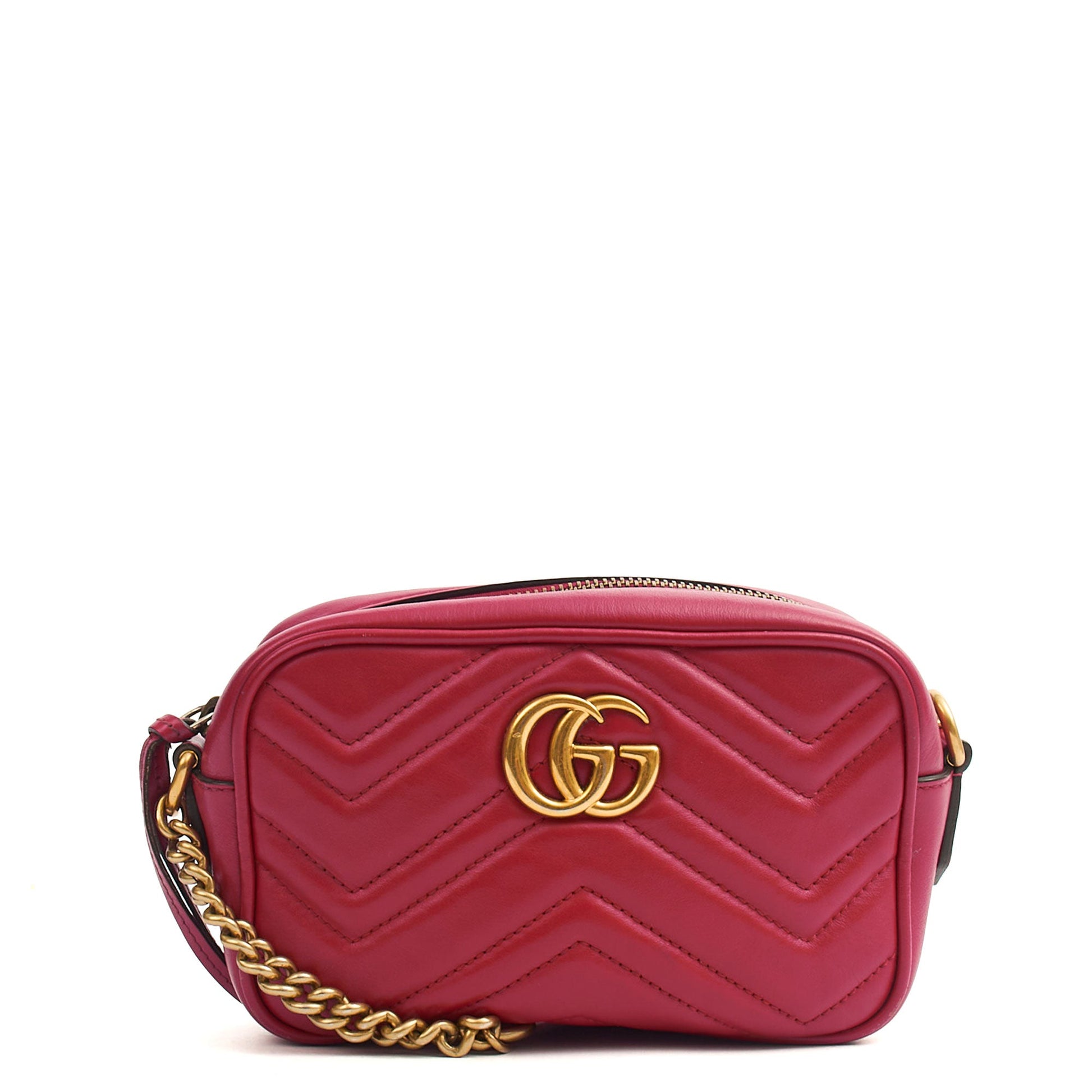 Gucci Cross Body Marmont Shoulder Bag - Small in Hibiscus Red, Leather — Alternate View 8
