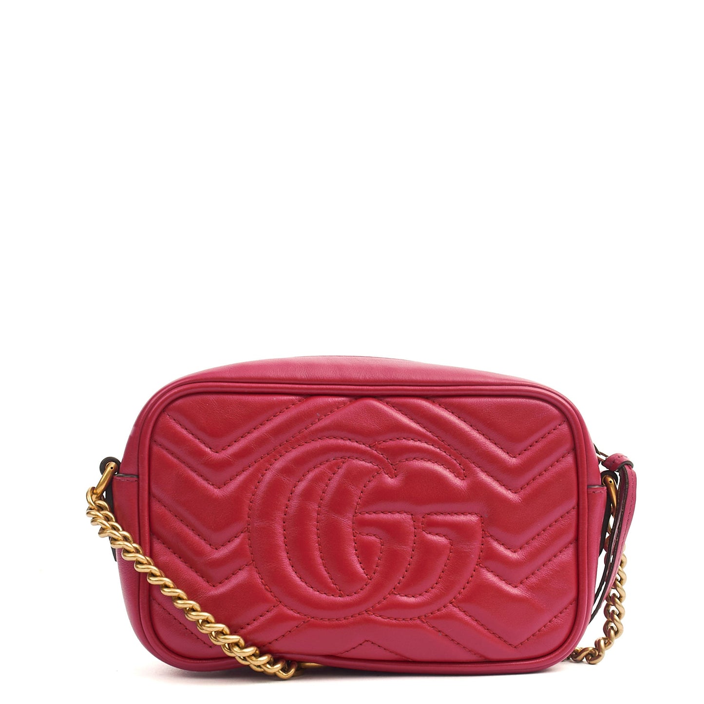 Gucci Cross Body Marmont Shoulder Bag - Small in Hibiscus Red, Leather — Alternate View 10
