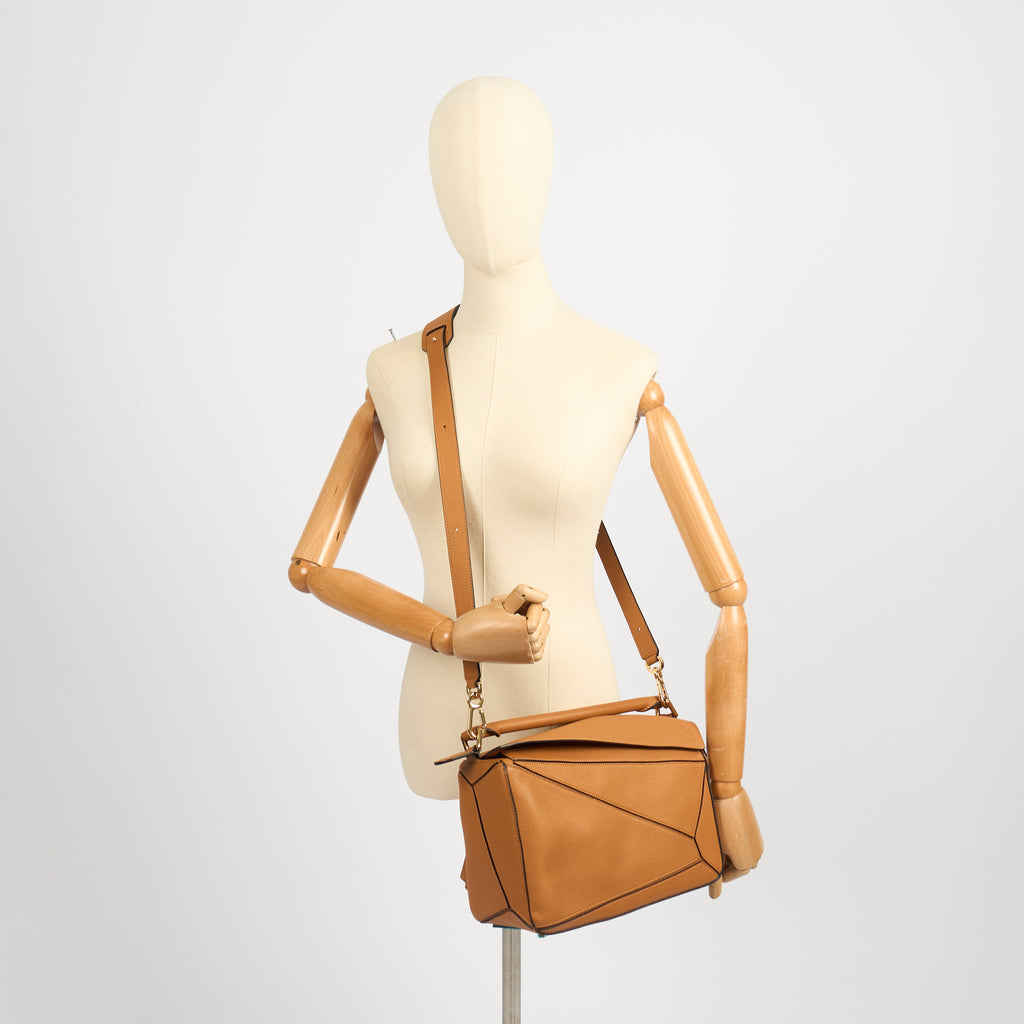 Loewe Cross Body Puzzle - Medium in Brown, Leather — Back View