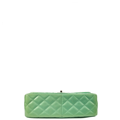 Chanel Shoulder Bag Classic Double Flap - Large in Green, Patent Leather — Top View