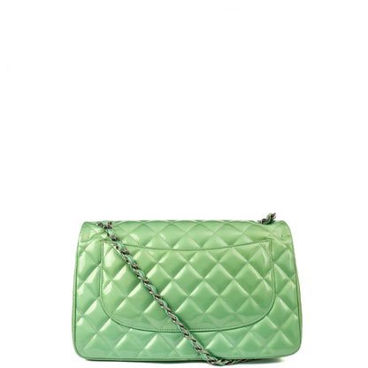 Chanel Shoulder Bag Classic Double Flap - Large in Green, Patent Leather — Alternate View 14