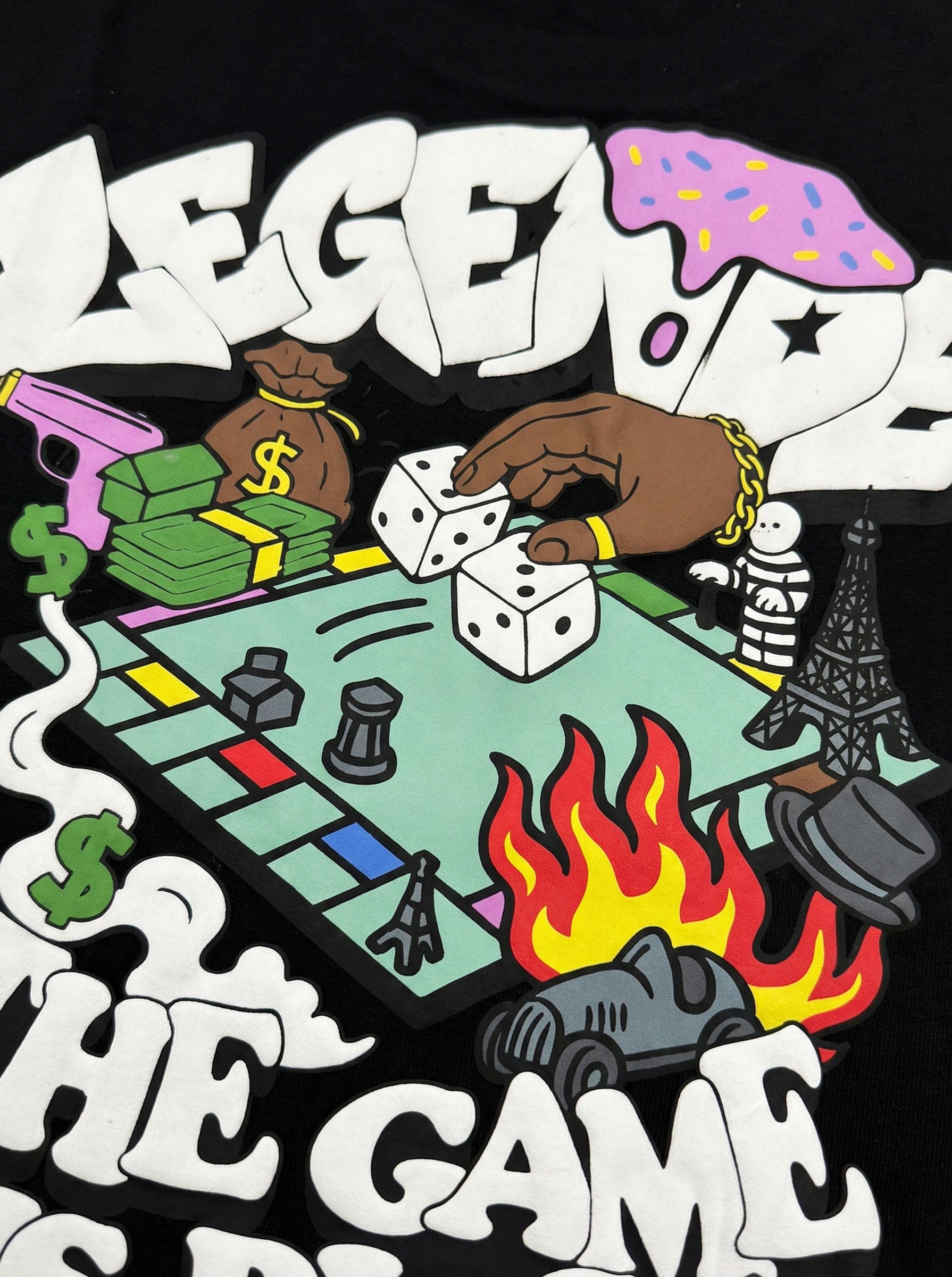 Legende Paris GAME IS RIGGED T-SHIRT - BLACK — XS — Top View