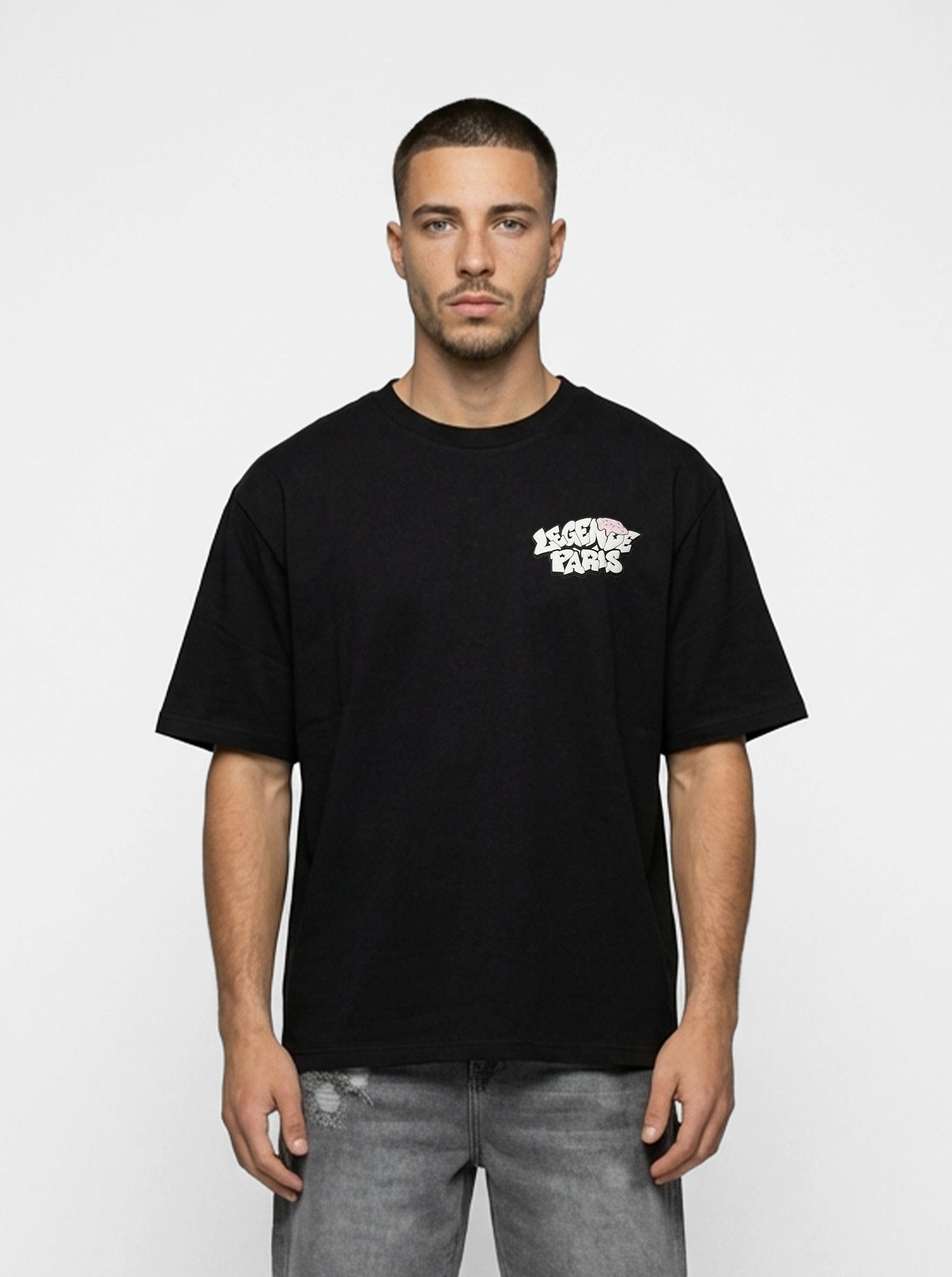 Legende Paris GAME IS RIGGED T-SHIRT - BLACK — XS — Front View