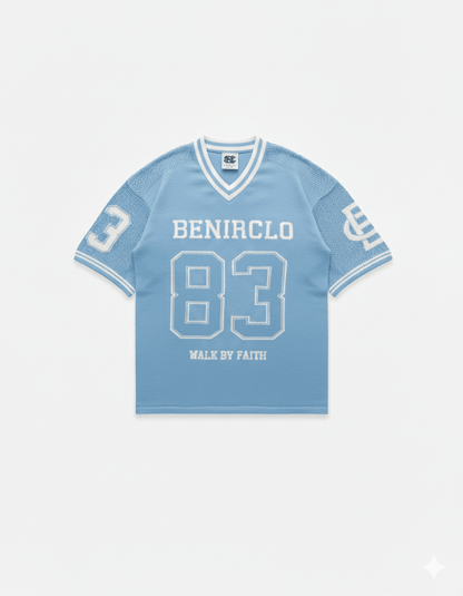 Benir Clothing God’s Timing 83 knit Jersey - Light Blue — XS — Front View