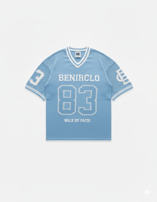 Benir Clothing God’s Timing 83 knit Jersey - Light Blue — XS — Front View