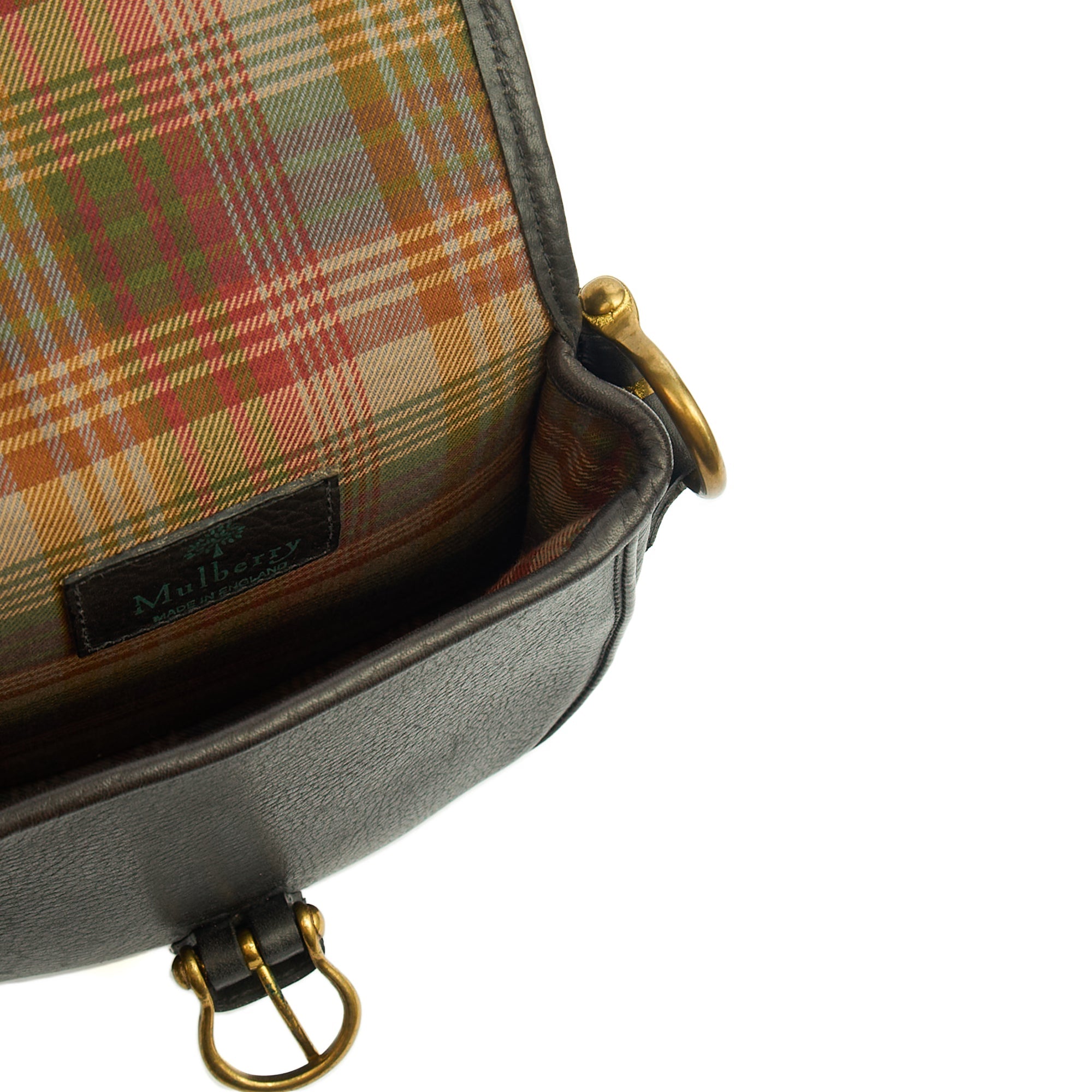 Mulberry Cross Body Vintage Messenger in Black, Calfskin Leather — Detail View