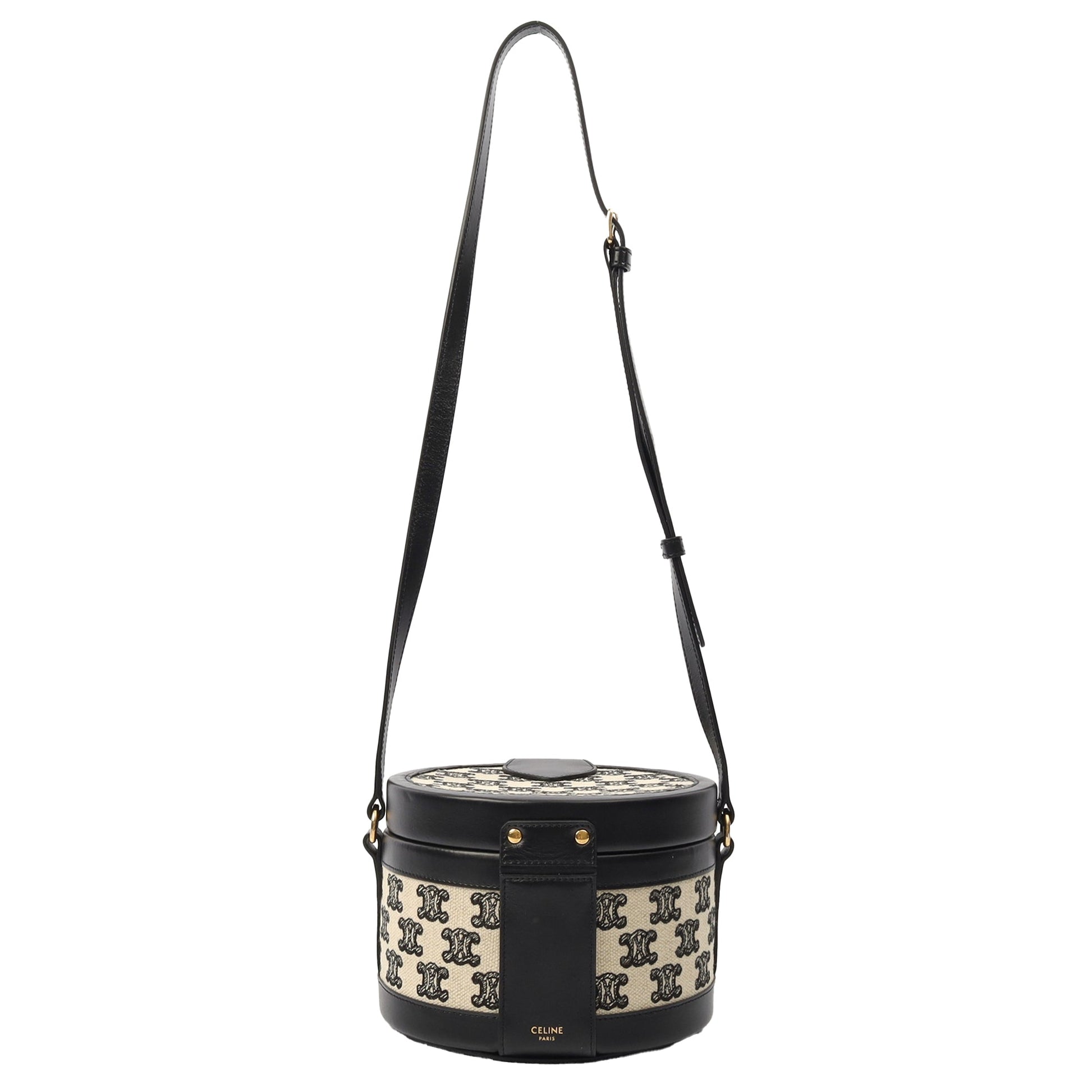 Celine Shoulder Bag Triomphe Oval Crossbody in Black, Fabric — Alternate View 10