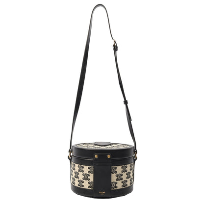 Celine Shoulder Bag Triomphe Oval Crossbody in Black, Fabric — Alternate View 10