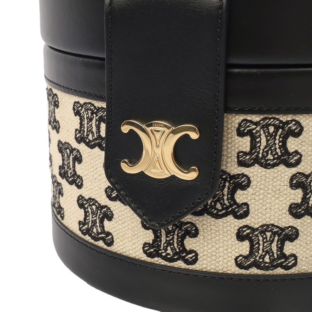 Celine Shoulder Bag Triomphe Oval Crossbody in Black, Fabric — Alternate View 13