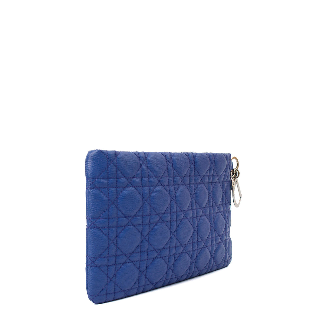 Christian Dior Clutch Clutch in Blue, Leather — Back View