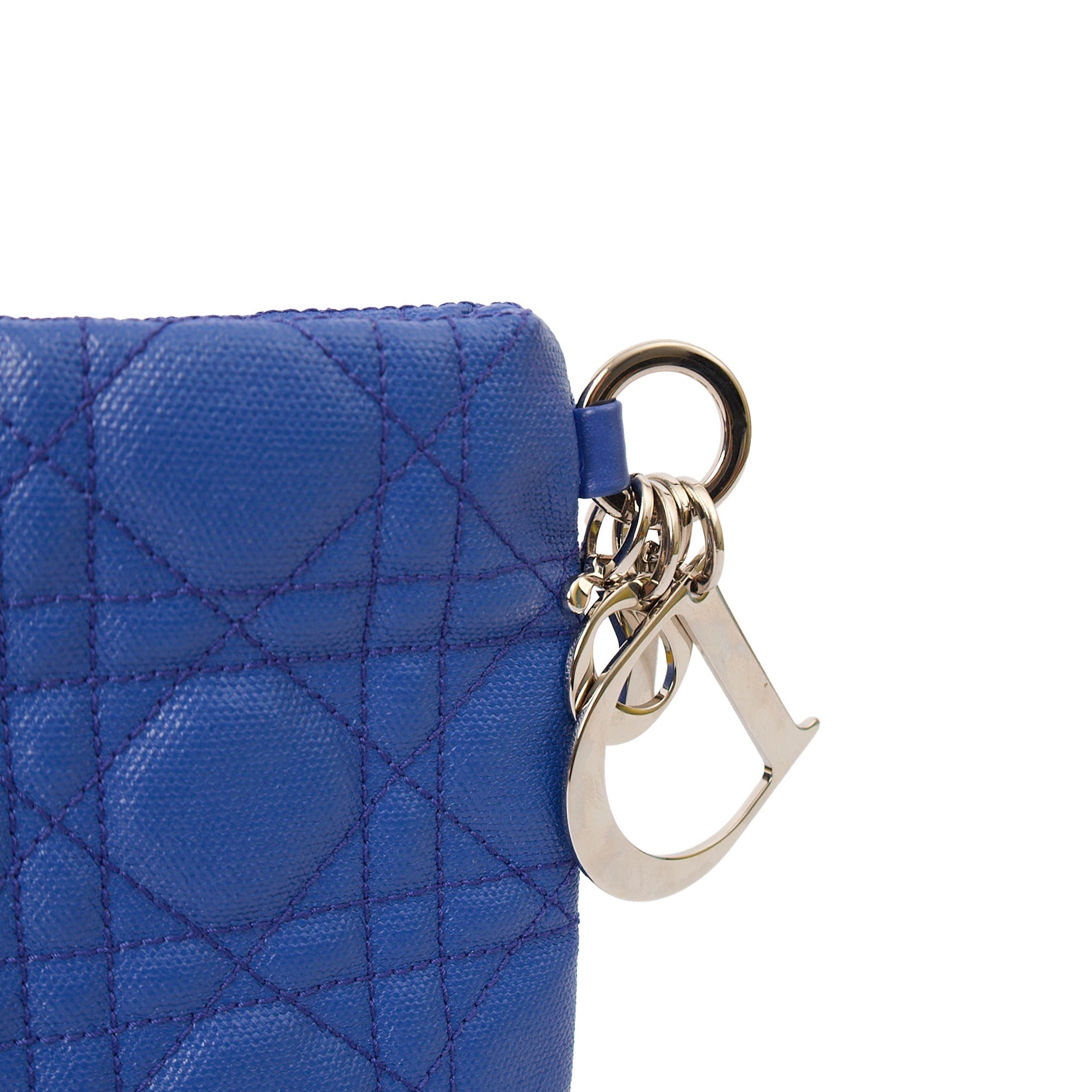 Christian Dior Clutch Clutch in Blue, Leather — Side View