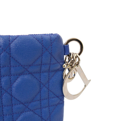 Christian Dior Clutch Clutch in Blue, Leather — Side View