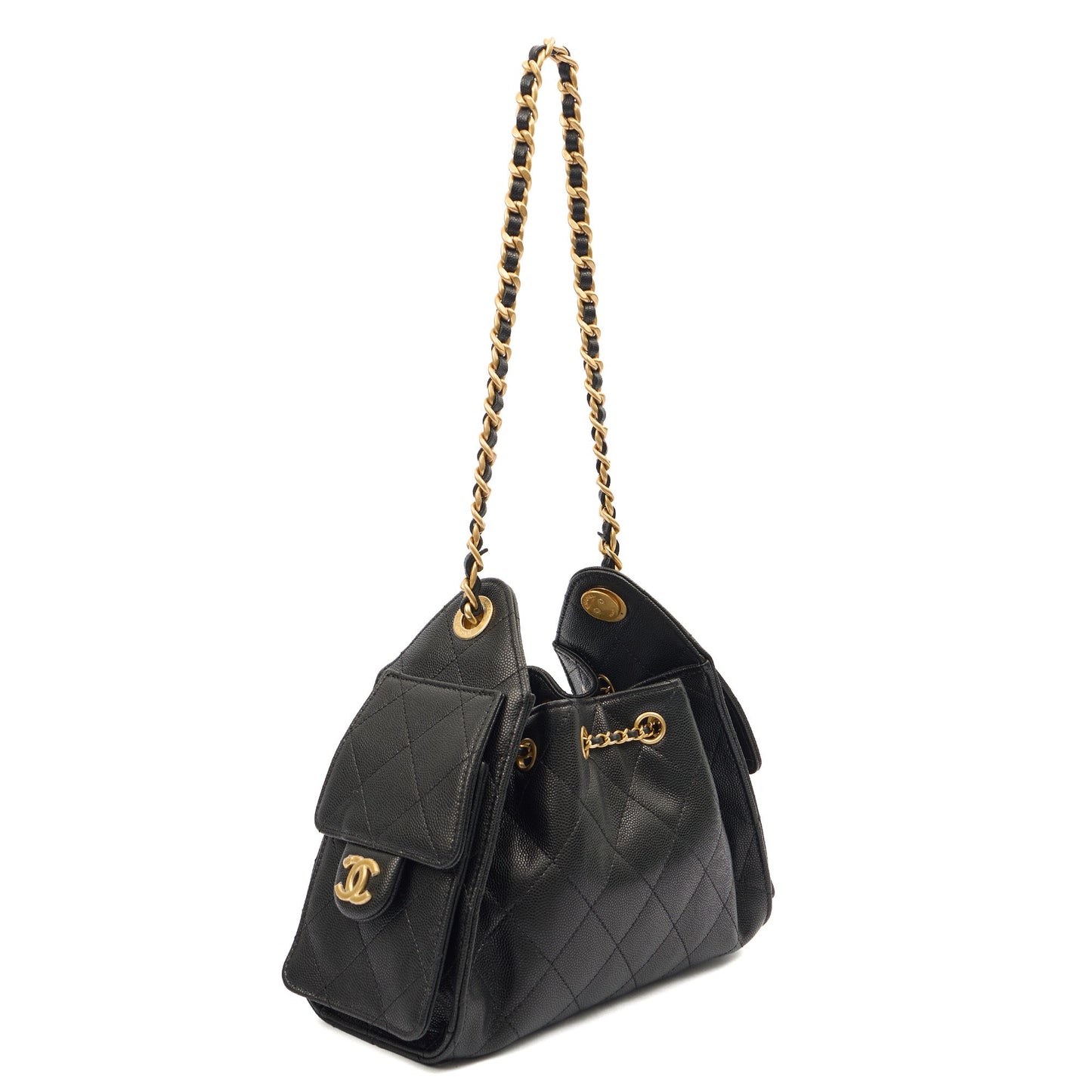 Chanel Shoulder Bag Chanel 25 in Black, Calfskin Leather — Alternate View 13
