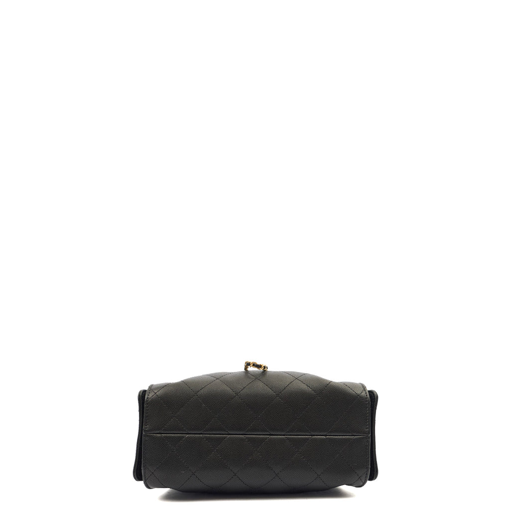Chanel Shoulder Bag Chanel 25 in Black, Calfskin Leather — Top View
