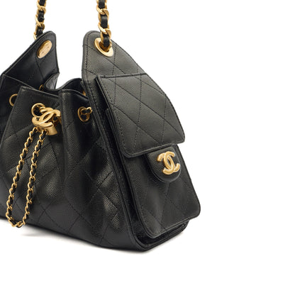 Chanel Shoulder Bag Chanel 25 in Black, Calfskin Leather — Alternate View 16