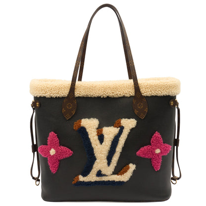 Louis Vuitton Tote Neverfull MM in Black, Leather — Front View