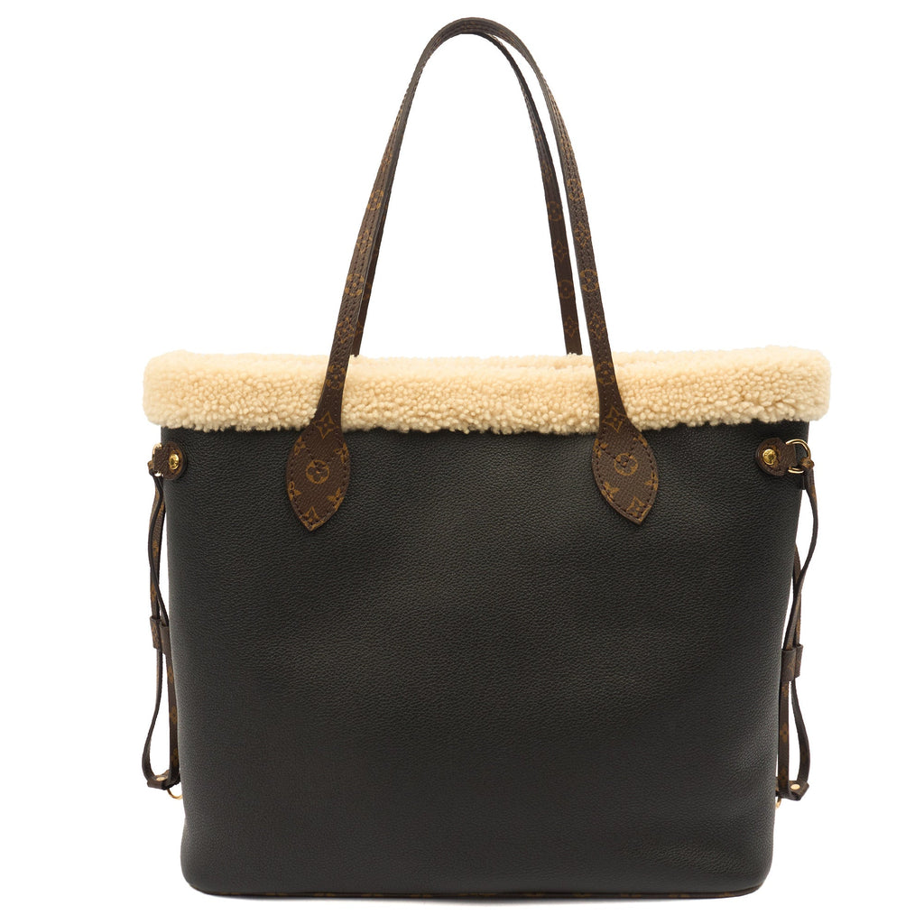 Louis Vuitton Tote Neverfull MM in Black, Leather — Top View