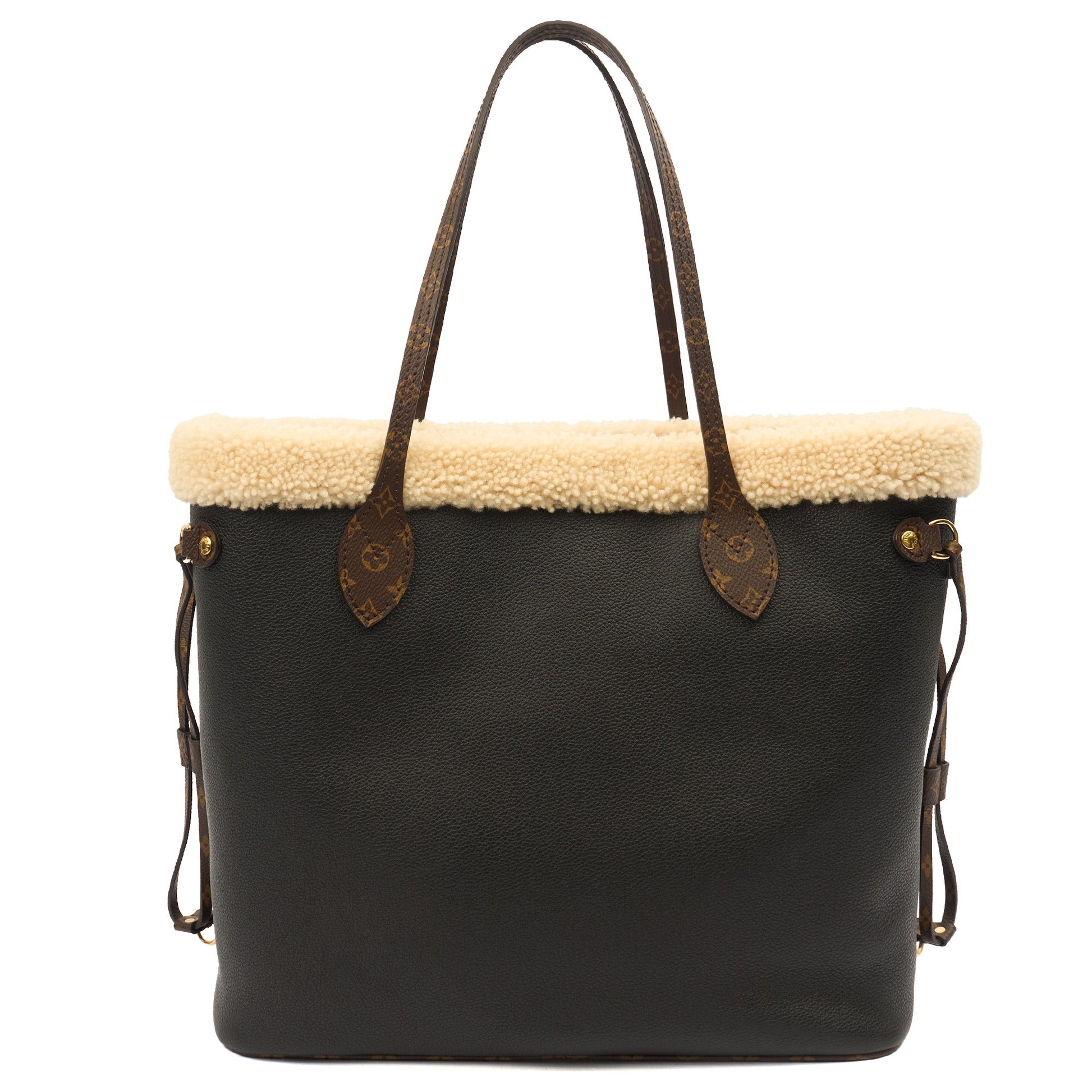 Louis Vuitton Tote Neverfull MM in Black, Leather — Top View