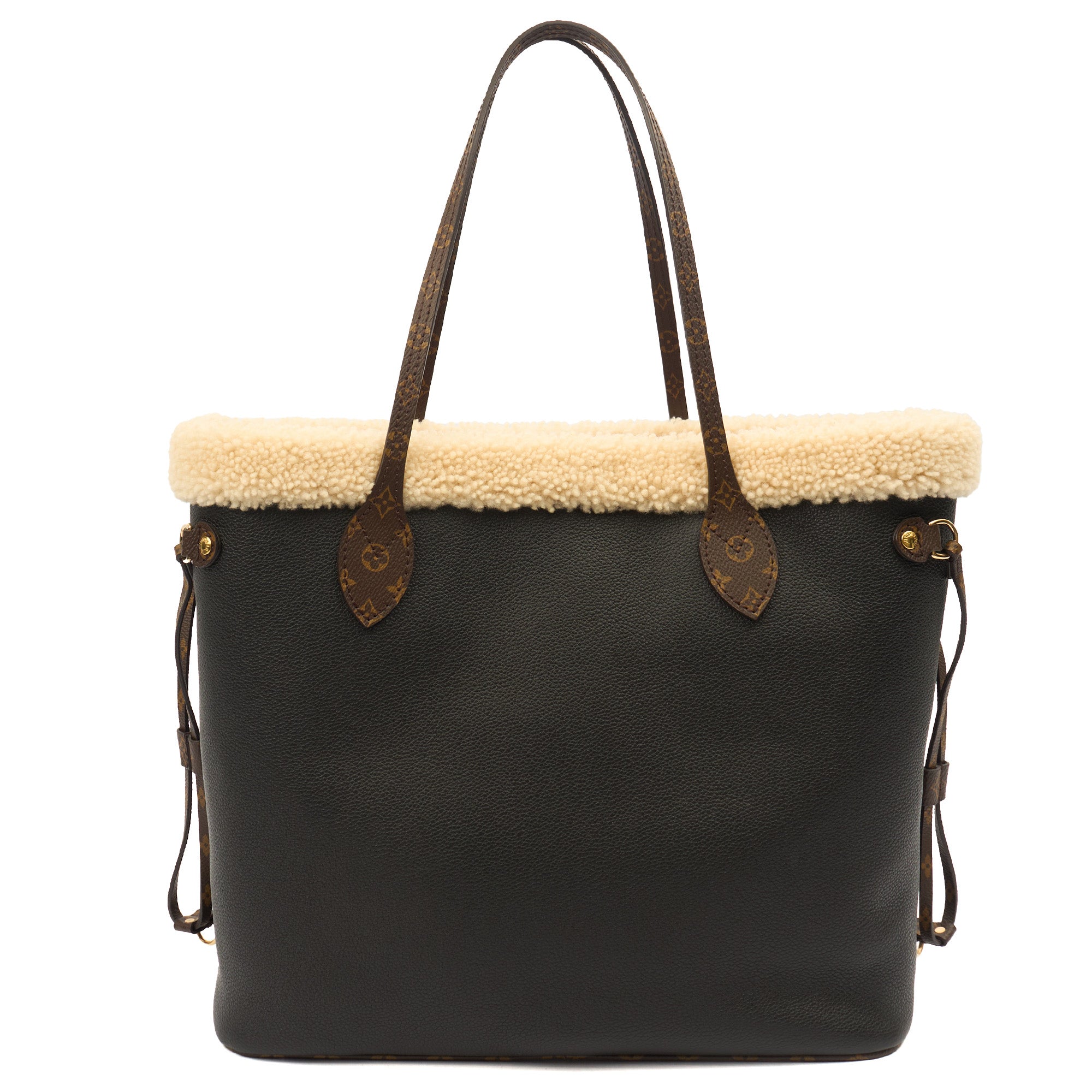 Louis Vuitton Tote Neverfull MM in Black, Leather — Top View