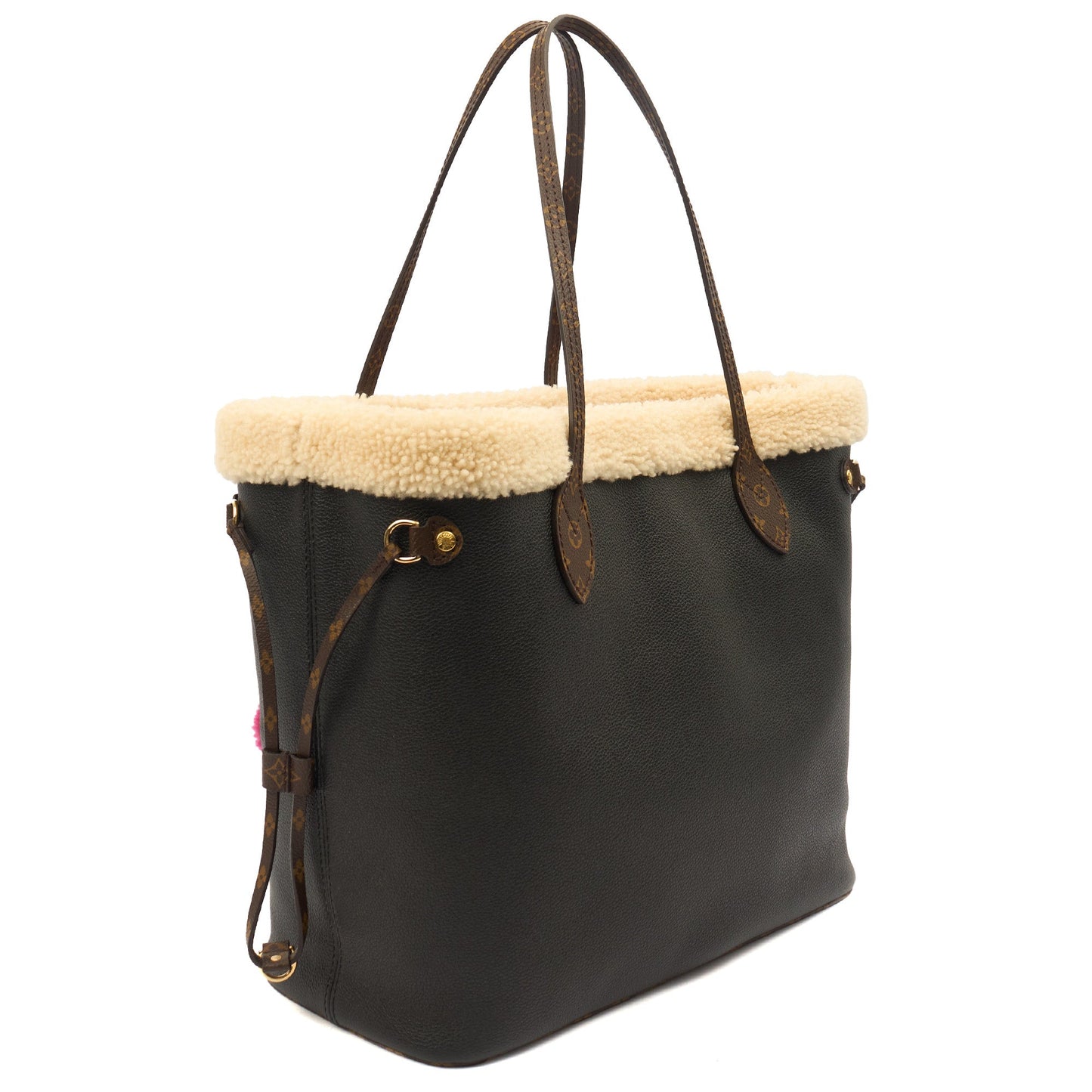 Louis Vuitton Tote Neverfull MM in Black, Leather — Back View