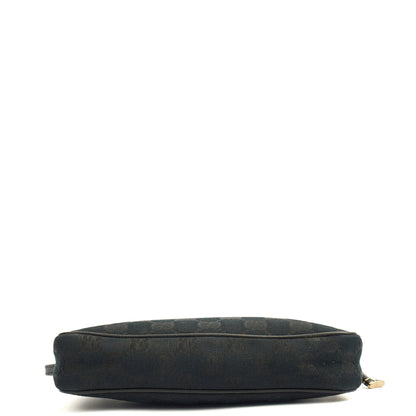 Gucci Mini Bag Pochette in Black, GG Canvas — Top View