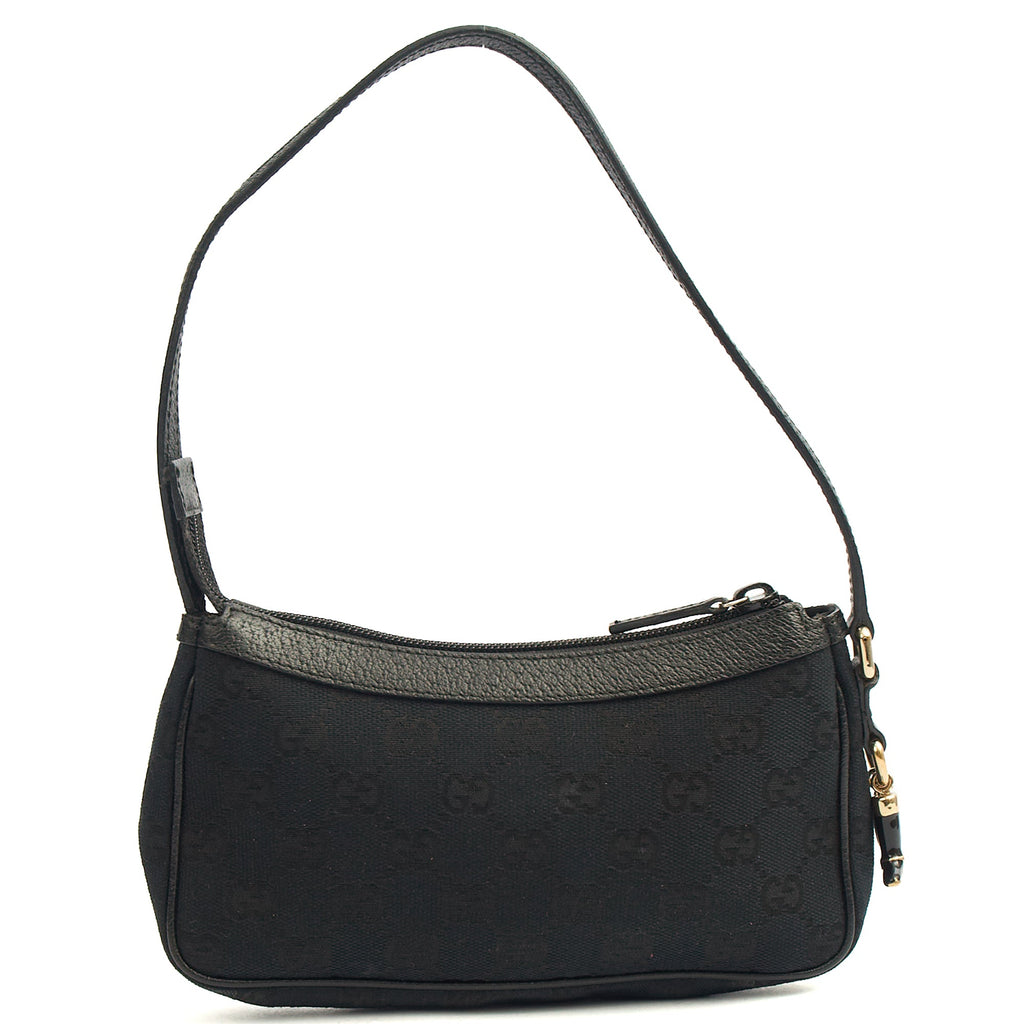 Gucci Mini Bag Pochette in Black, GG Canvas — Alternate View 9