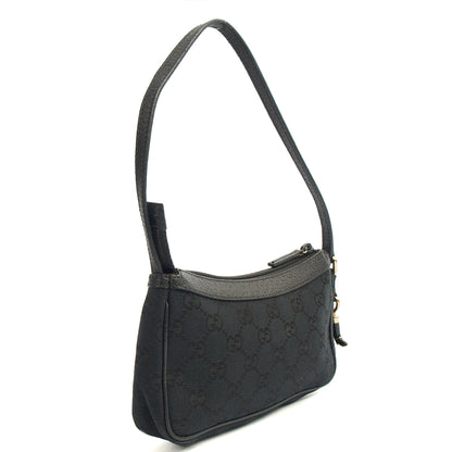 Gucci Mini Bag Pochette in Black, GG Canvas — Side View