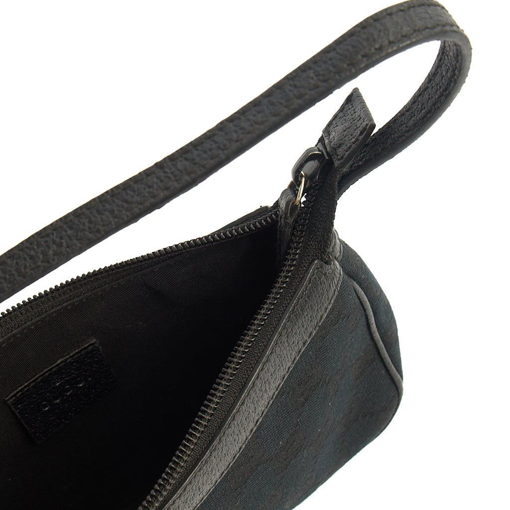 Gucci Mini Bag Pochette in Black, GG Canvas — Detail View