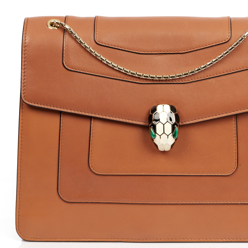 Bulgari Shoulder Bag Serpenti Forever Crossbody in Brown, Leather — Lifestyle View