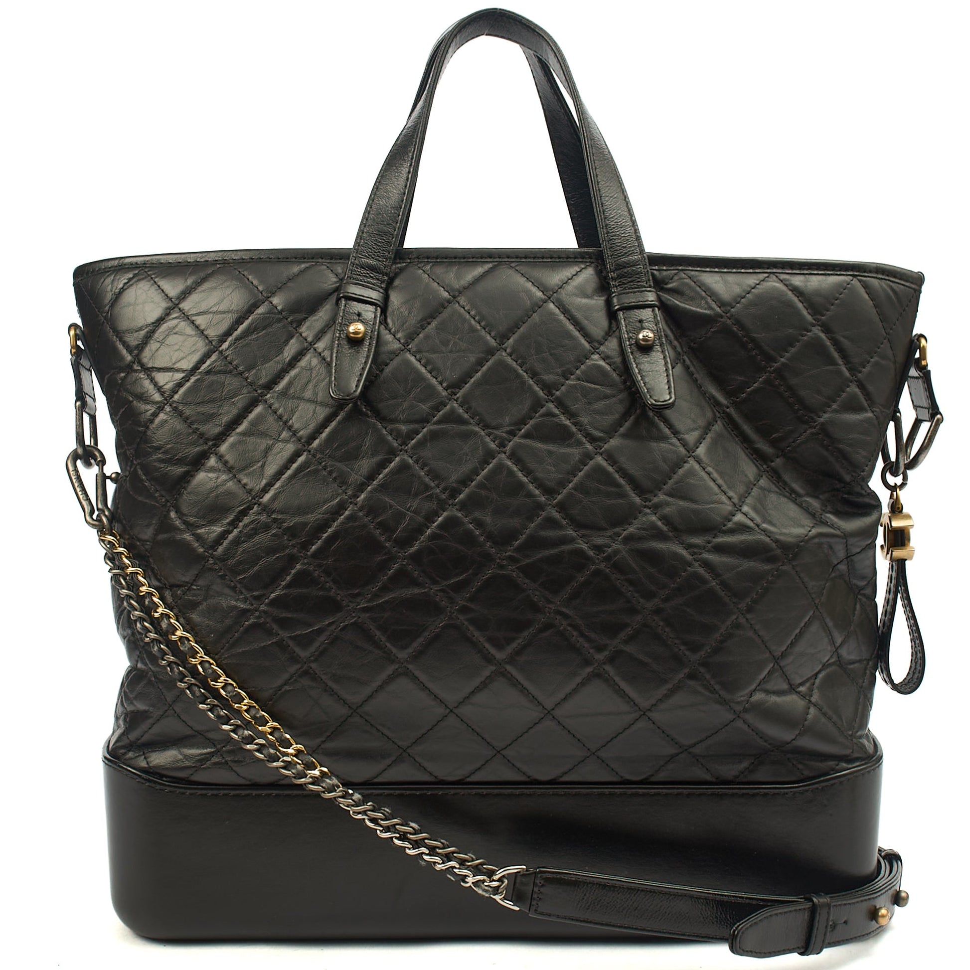 Chanel Shoulder Bag Gabrielle Hobo - Large in Black, Leather — Back View