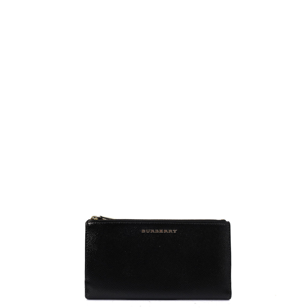 Burberry Purse Wallet in Black, Leather — Front View