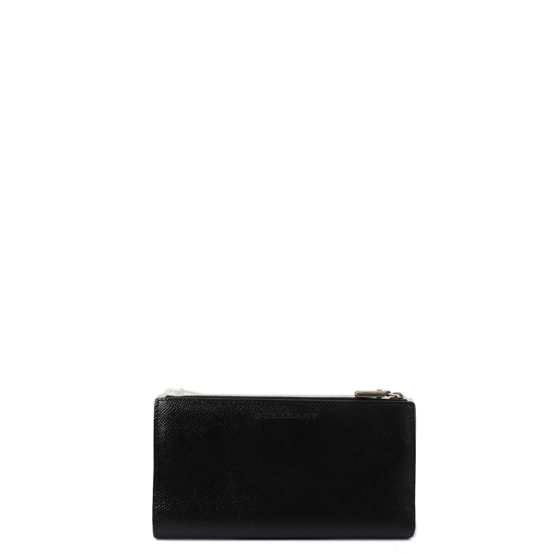Burberry Purse Wallet in Black, Leather — Back View