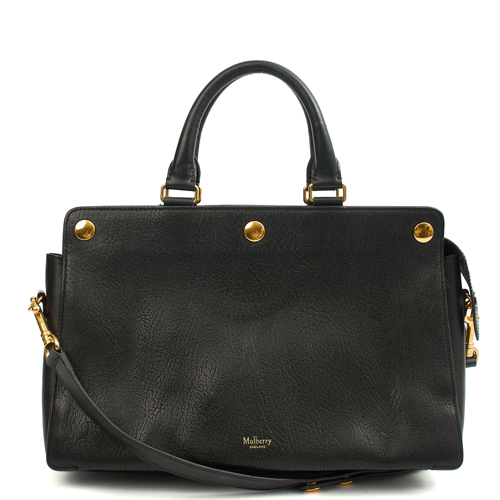 Mulberry Tote Chester in Black, Calfskin Leather — Front View