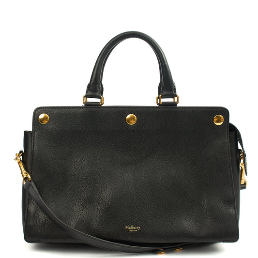 Mulberry Tote Chester in Black, Calfskin Leather — Front View