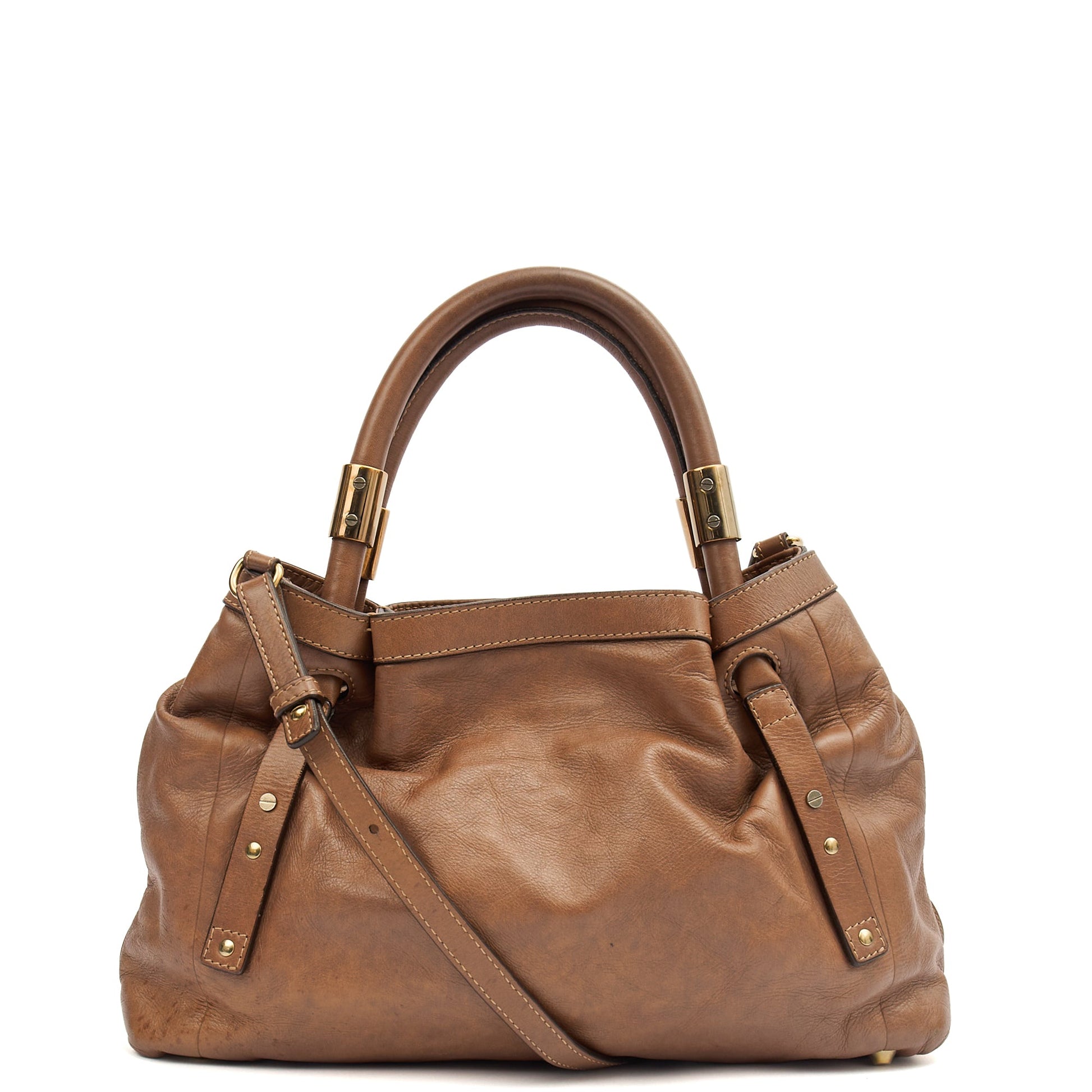 Chloe Tote Shoulder Bag in Brown, Calfskin Leather — Alternate View 11