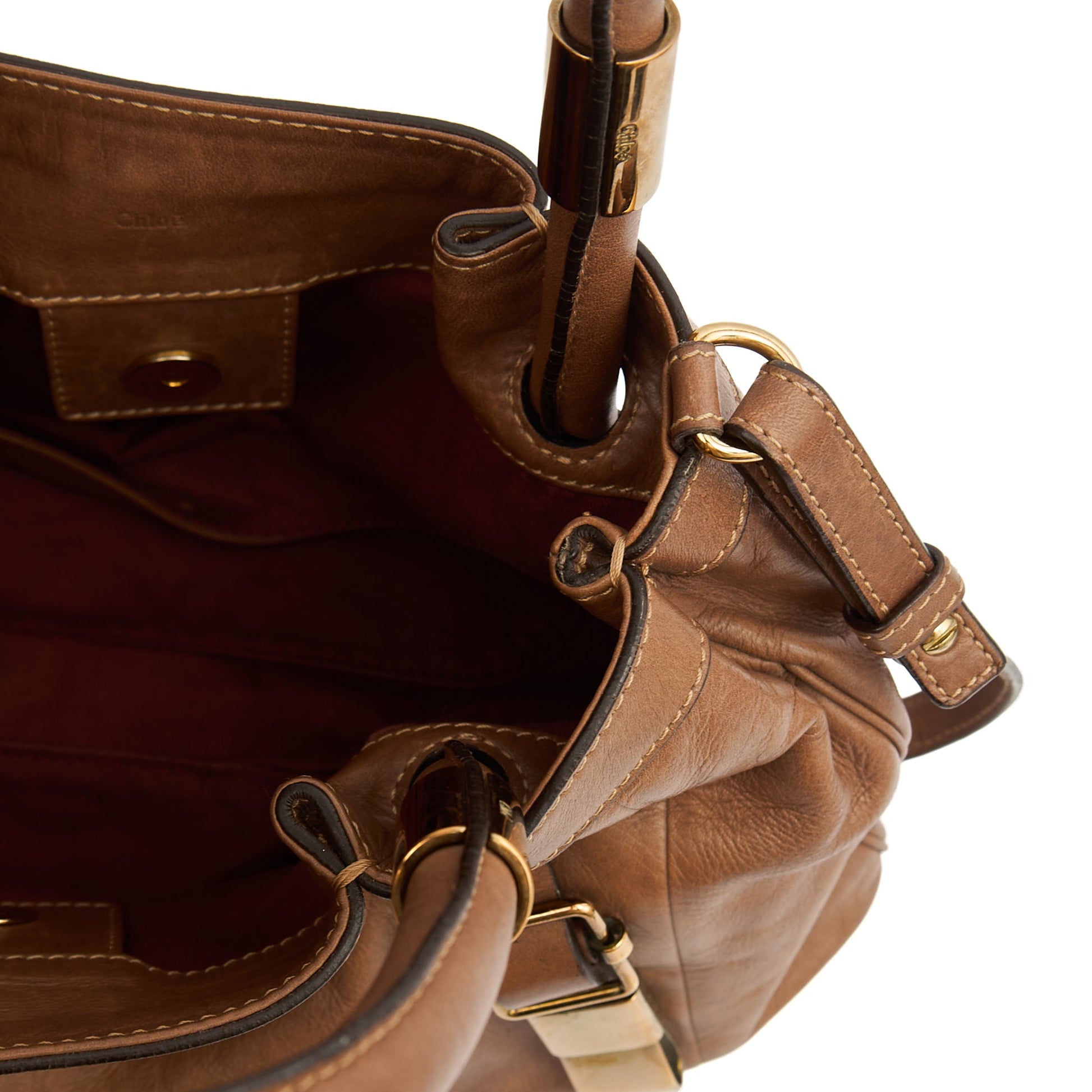 Chloe Tote Shoulder Bag in Brown, Calfskin Leather — Alternate View 16