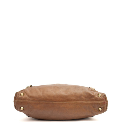 Chloe Tote Shoulder Bag in Brown, Calfskin Leather — Top View