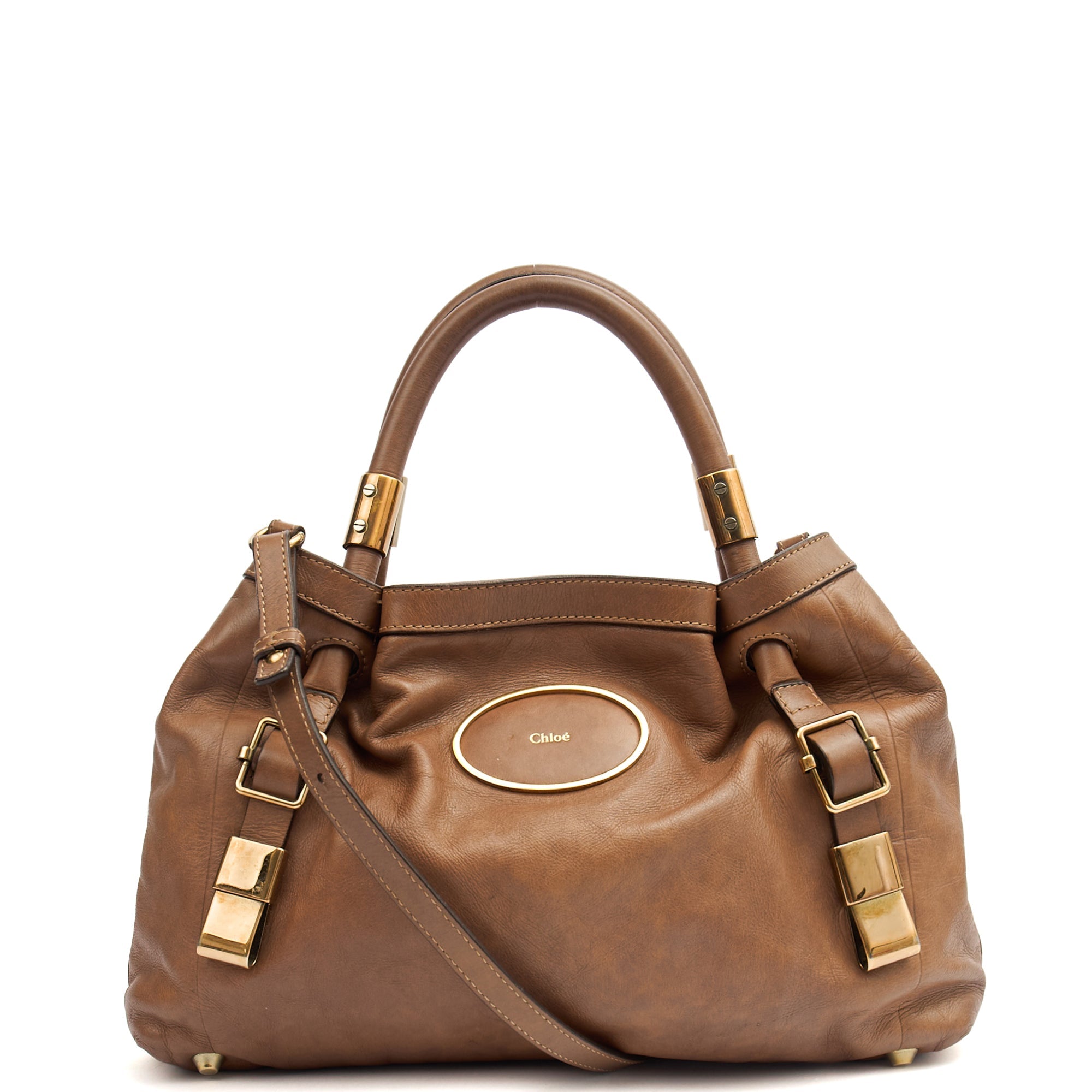 Chloe Tote Shoulder Bag in Brown, Calfskin Leather — Alternate View 9