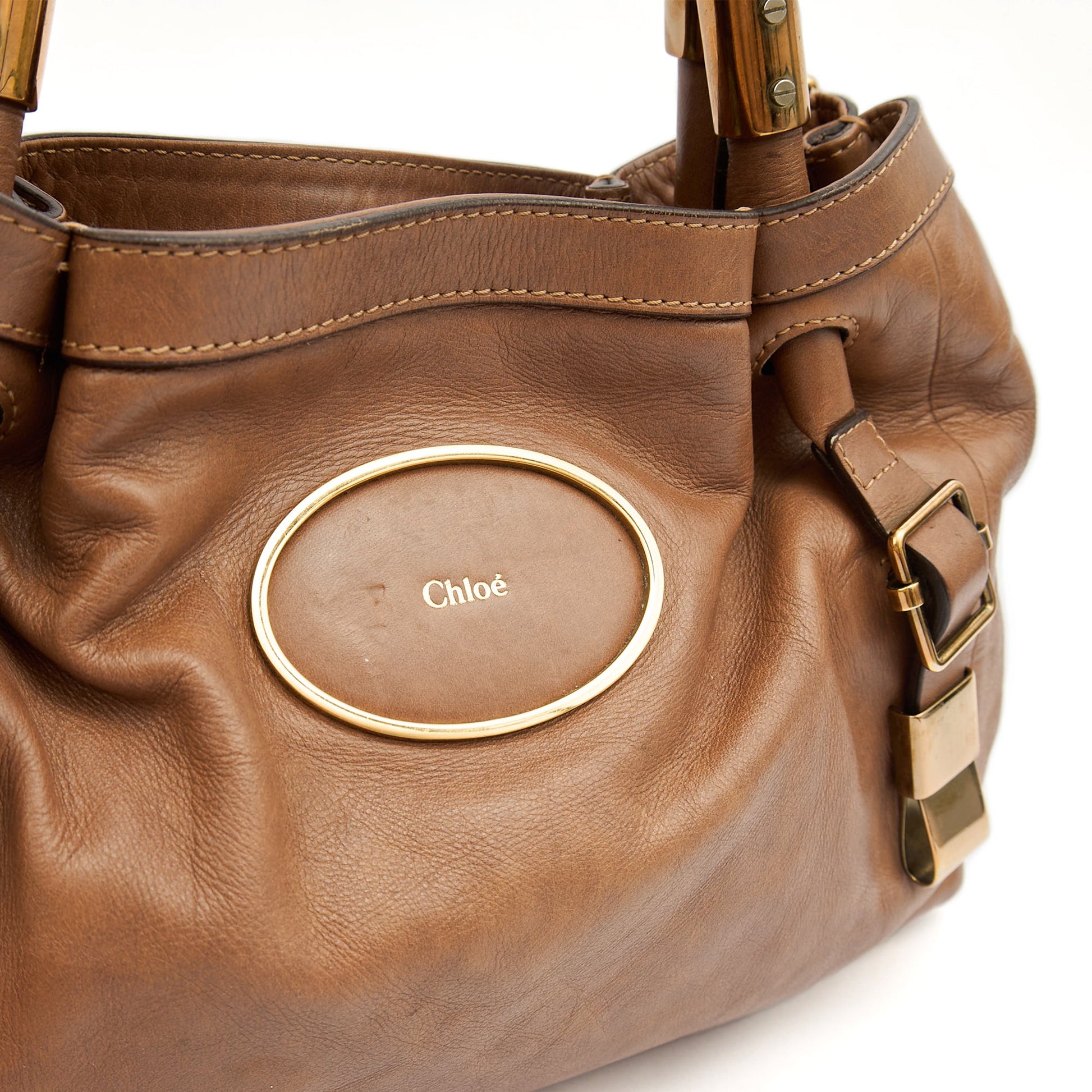 Chloe Tote Shoulder Bag in Brown, Calfskin Leather — Alternate View 14