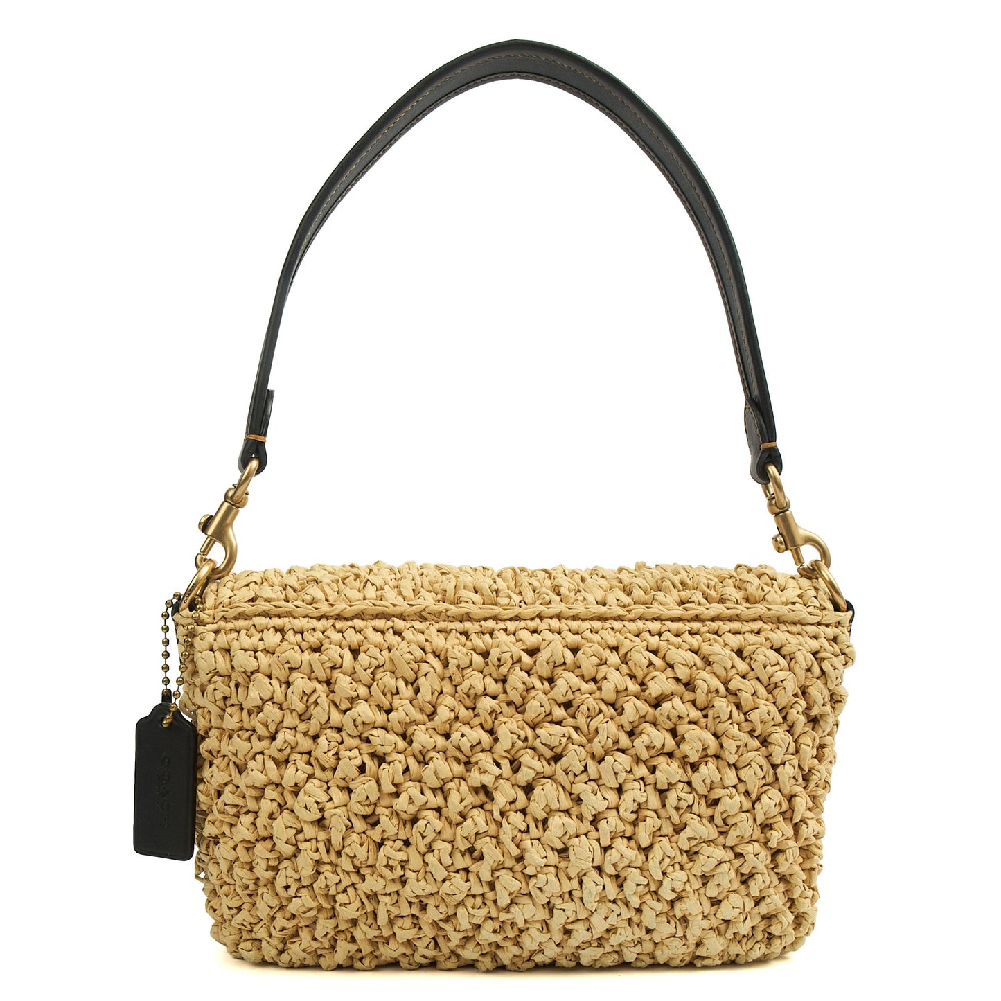 Coach Shoulder Bag Tabby 26 in Neutral, Raffia — Back View