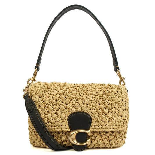 Coach Shoulder Bag Tabby 26 in Neutral, Raffia — Front View