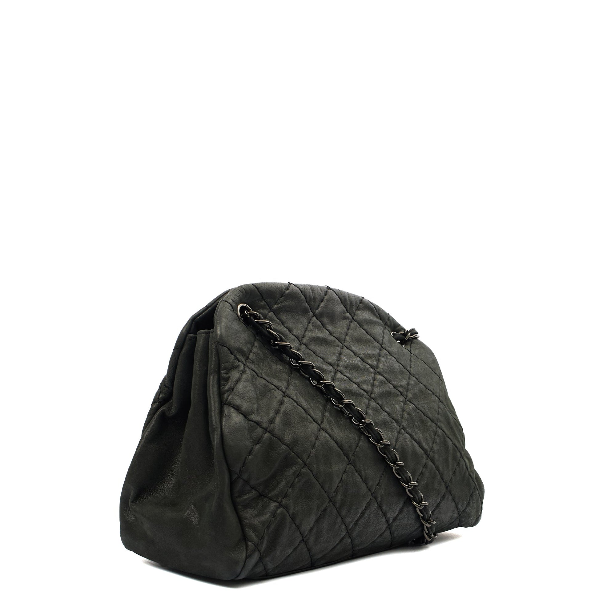 Chanel Tote Mademoiselle Bowling Bag - Medium in Black, Nubuck — Alternate View 11