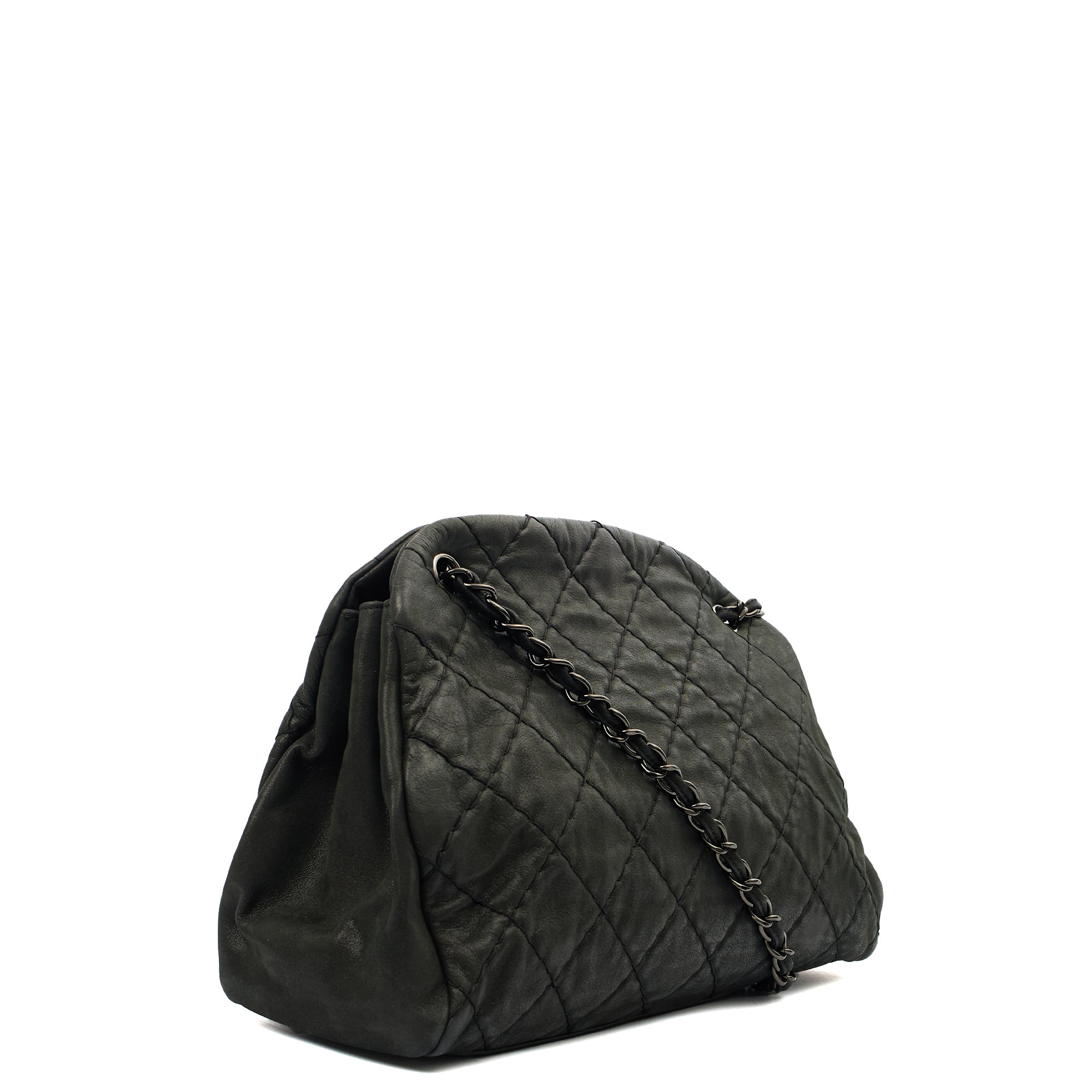 Chanel Tote Mademoiselle Bowling Bag - Medium in Black, Nubuck — Alternate View 11